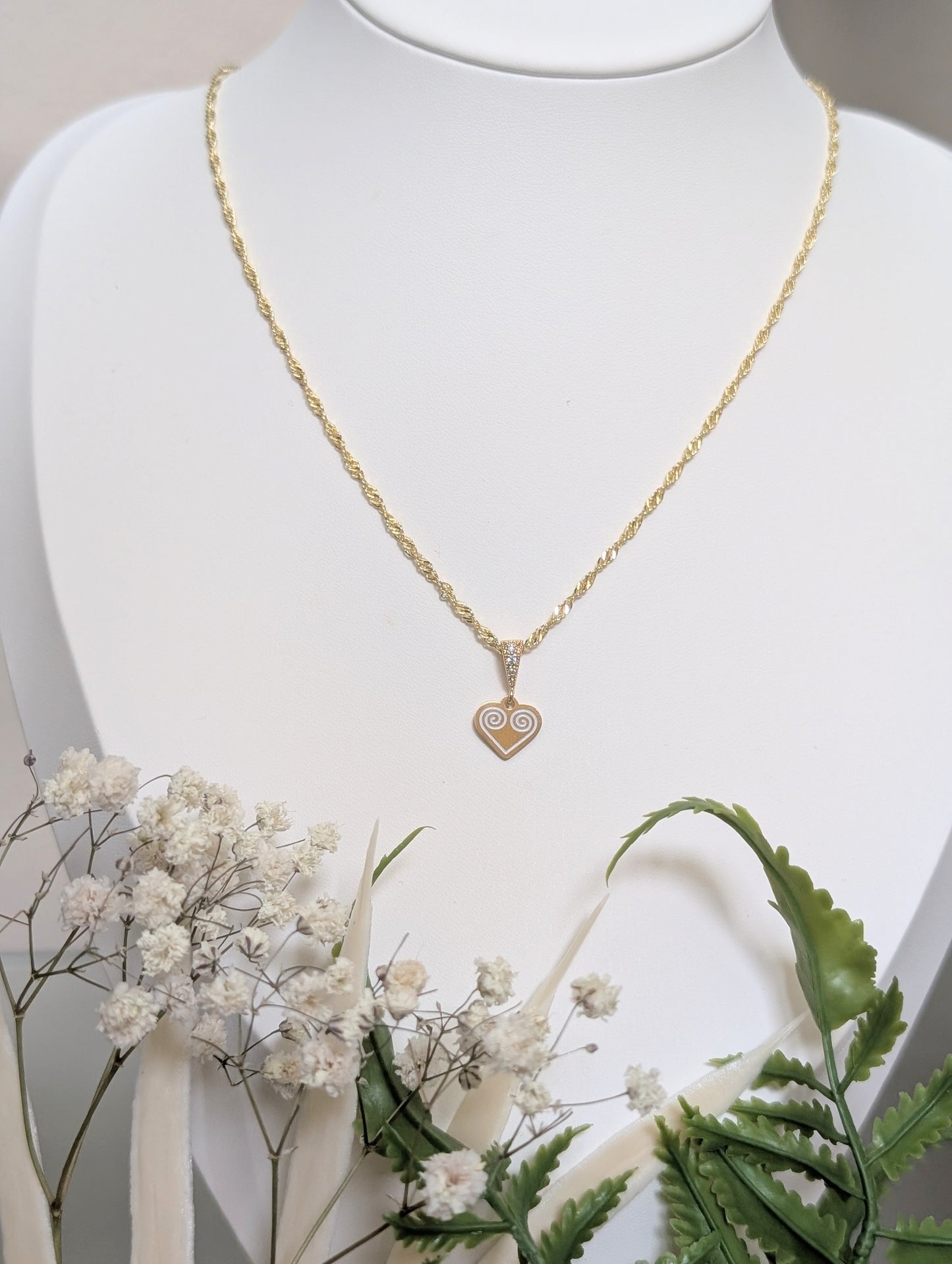 White Micro Heart Necklace