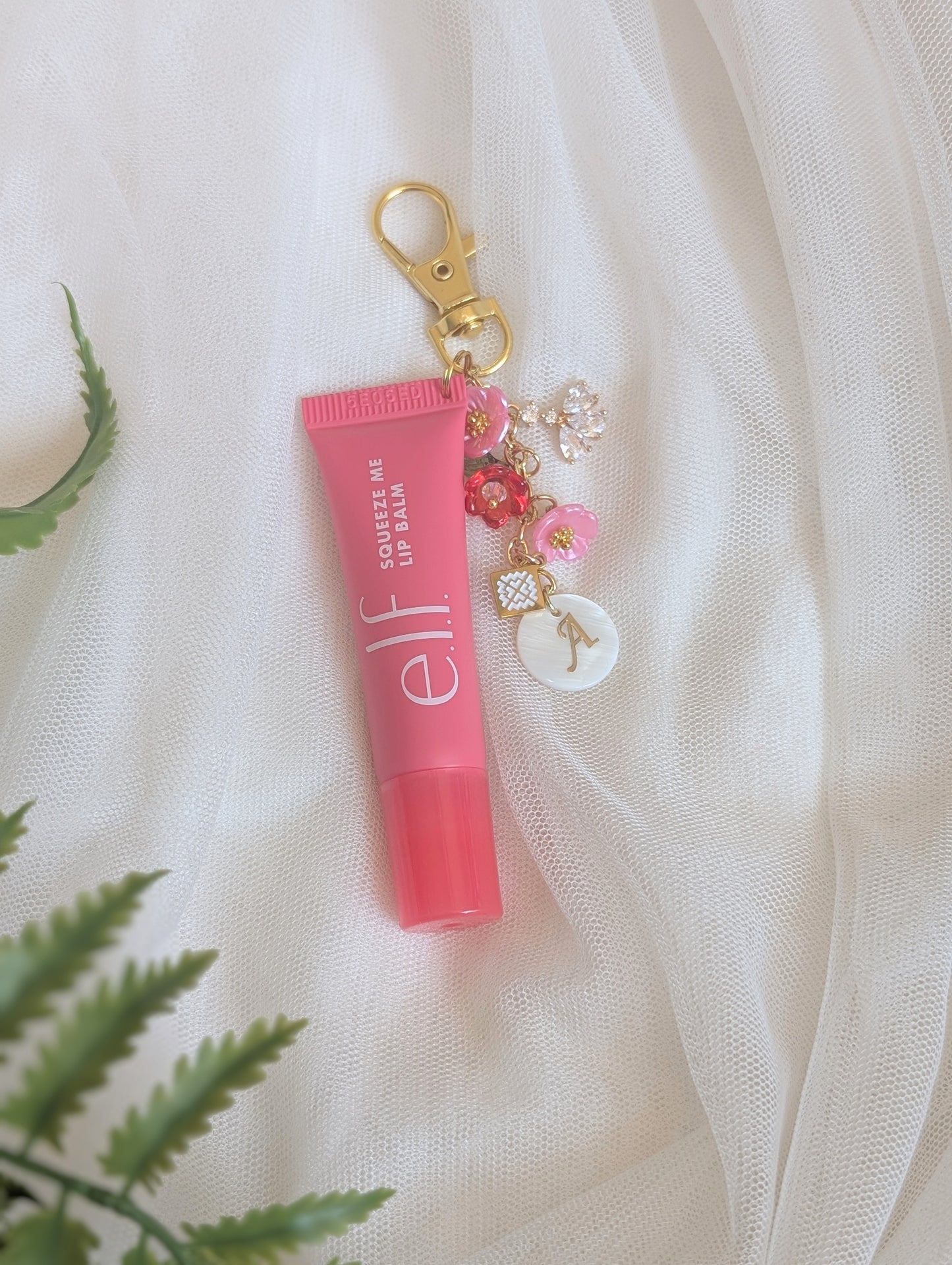 Pink Strawberry/Watermelon Lip Gloss Charm Keychain