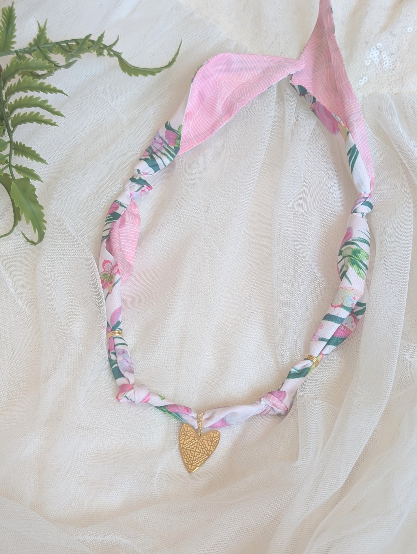 Pink Hmong Scarf Necklace