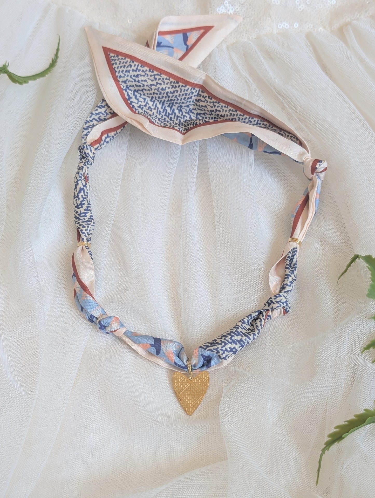 Blue Hmong Scarf Necklace