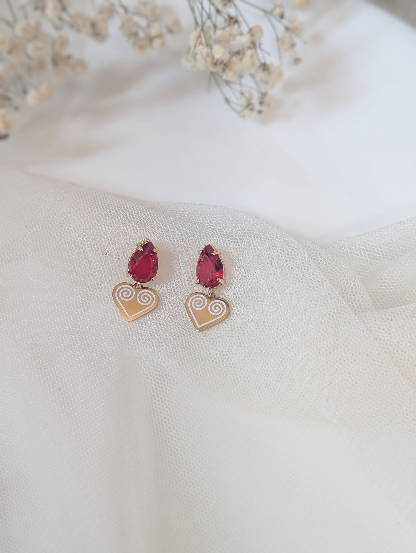 Red Tear Drops Earrings