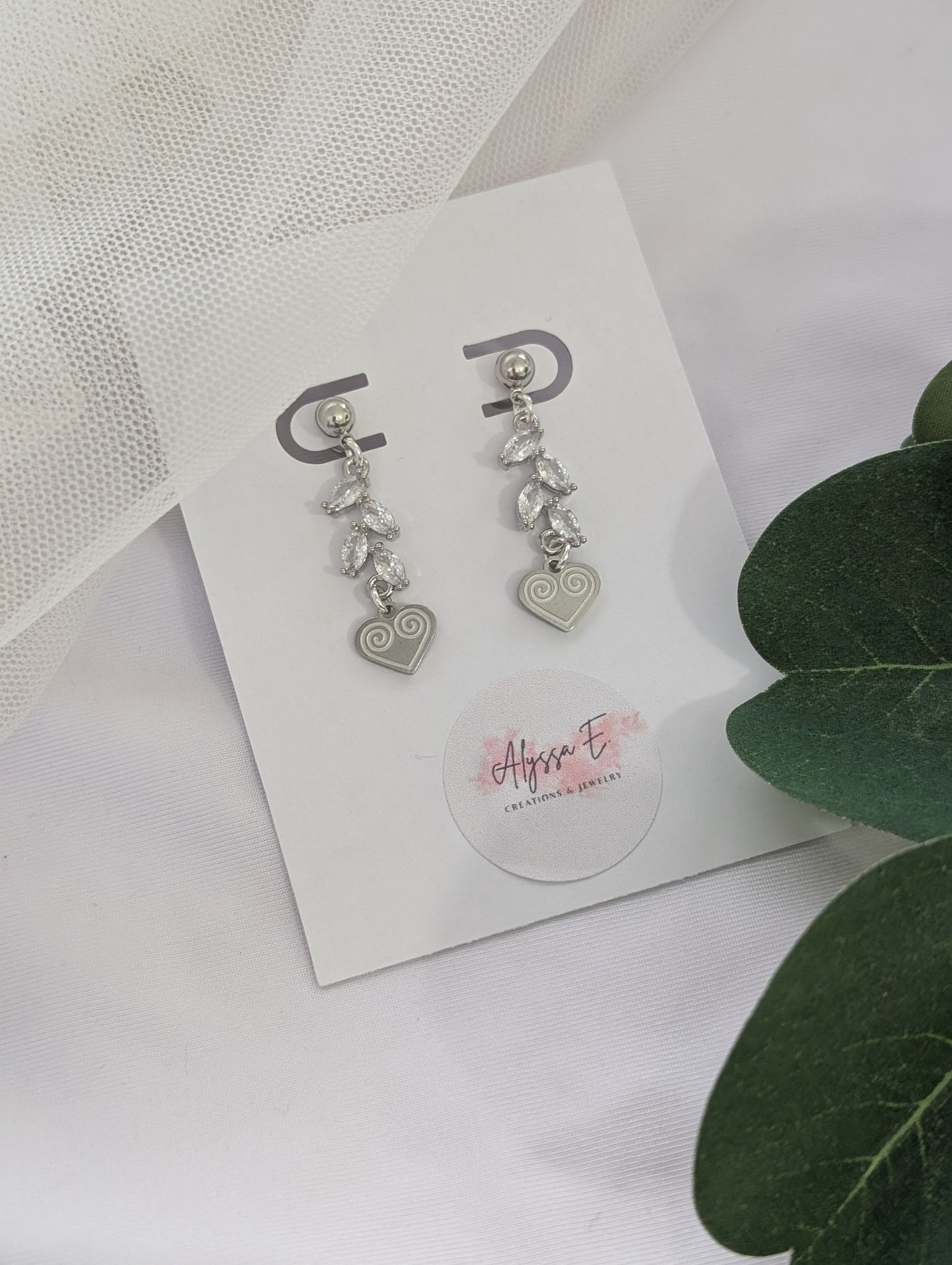 Silver Micro Heart Cz Earrings