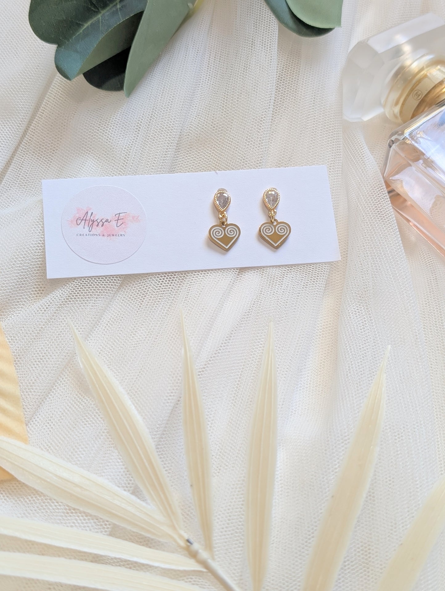 Dainty Micro Heart CZ Earrings