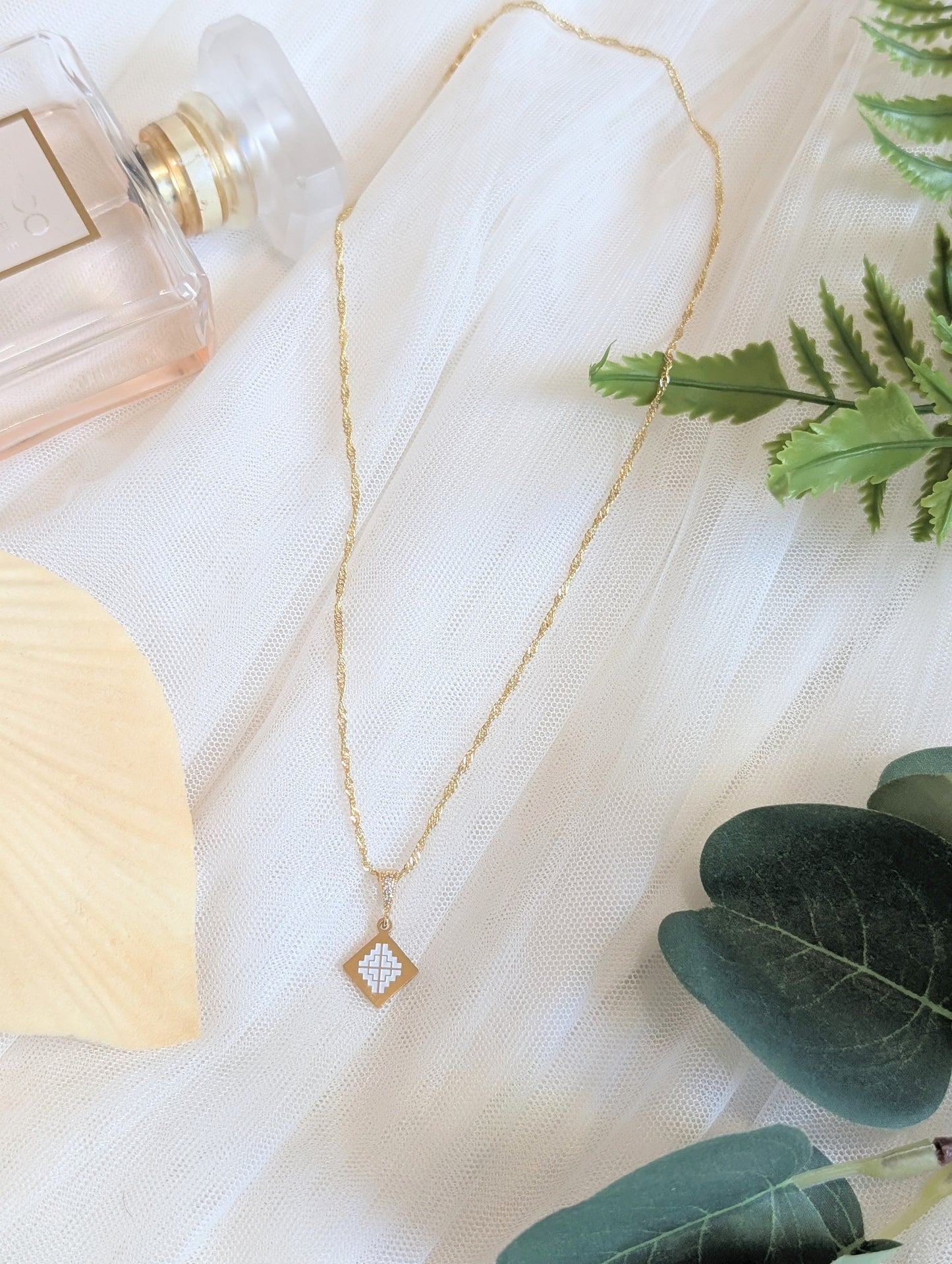 Dainty White Paj Ntaub Necklace