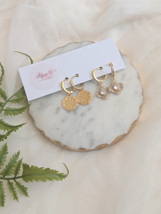 Elephant Print Cz Huggie Earrings Bundle