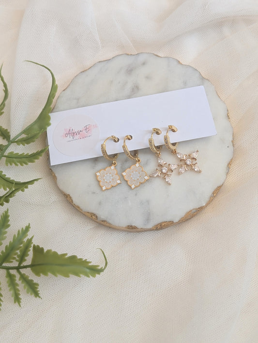 White Diamond Cz Huggie Earrings Bundle