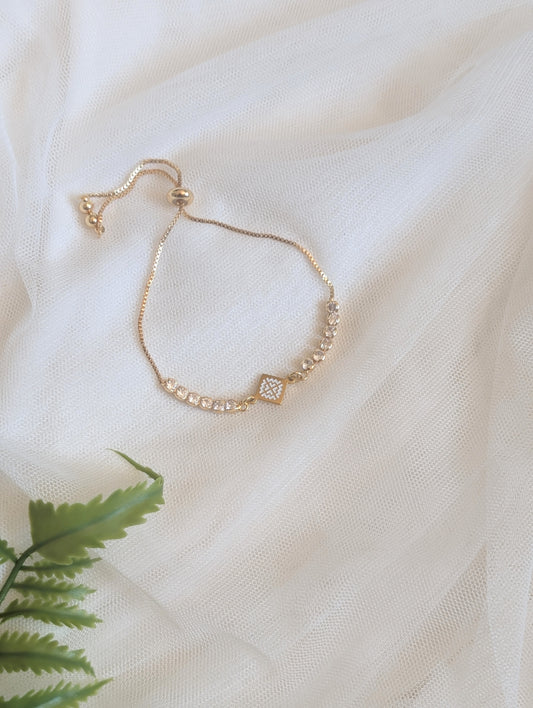 Micro White Paj Ntaub Simple CZ Bracelet