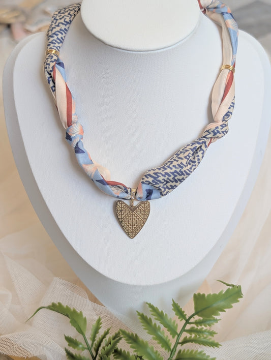 Blue Hmong Scarf Necklace