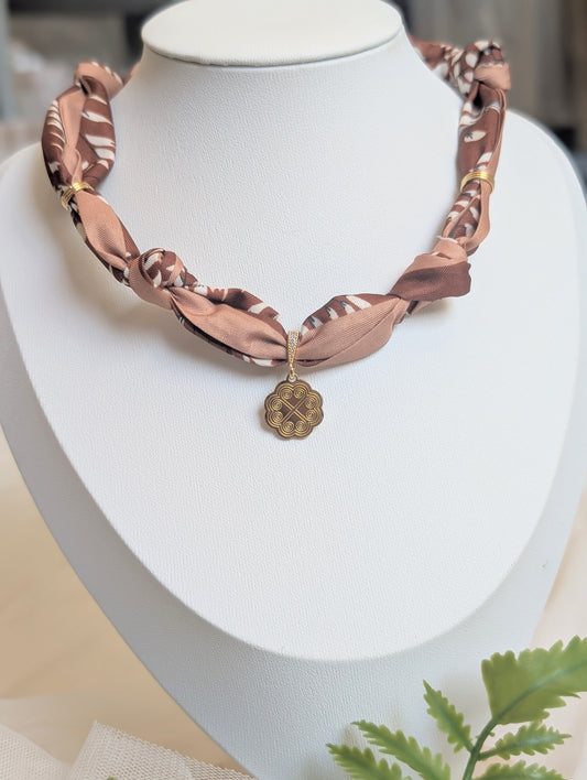 Brown Hmong Scarf Necklace