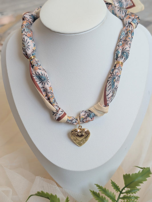 Heart Locket Scarf Necklace