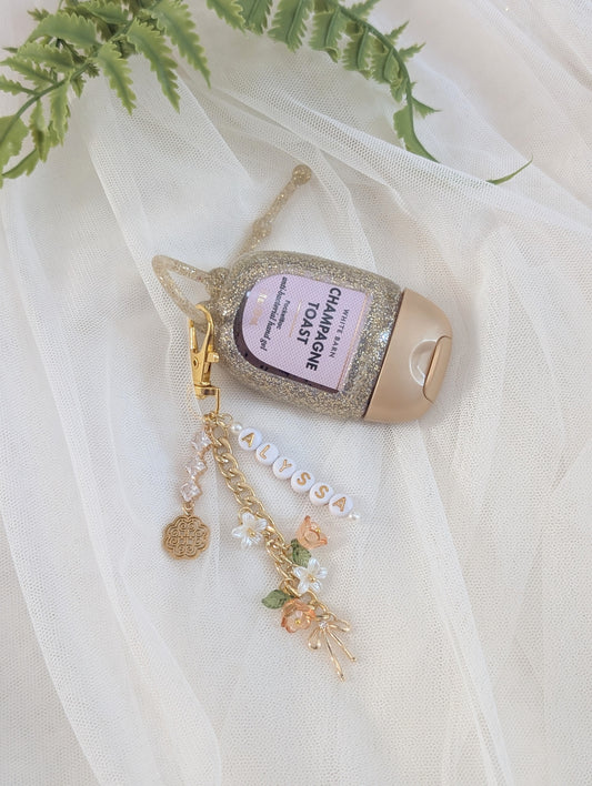 Name Keychain Hand Sanitizer Champagne Toast