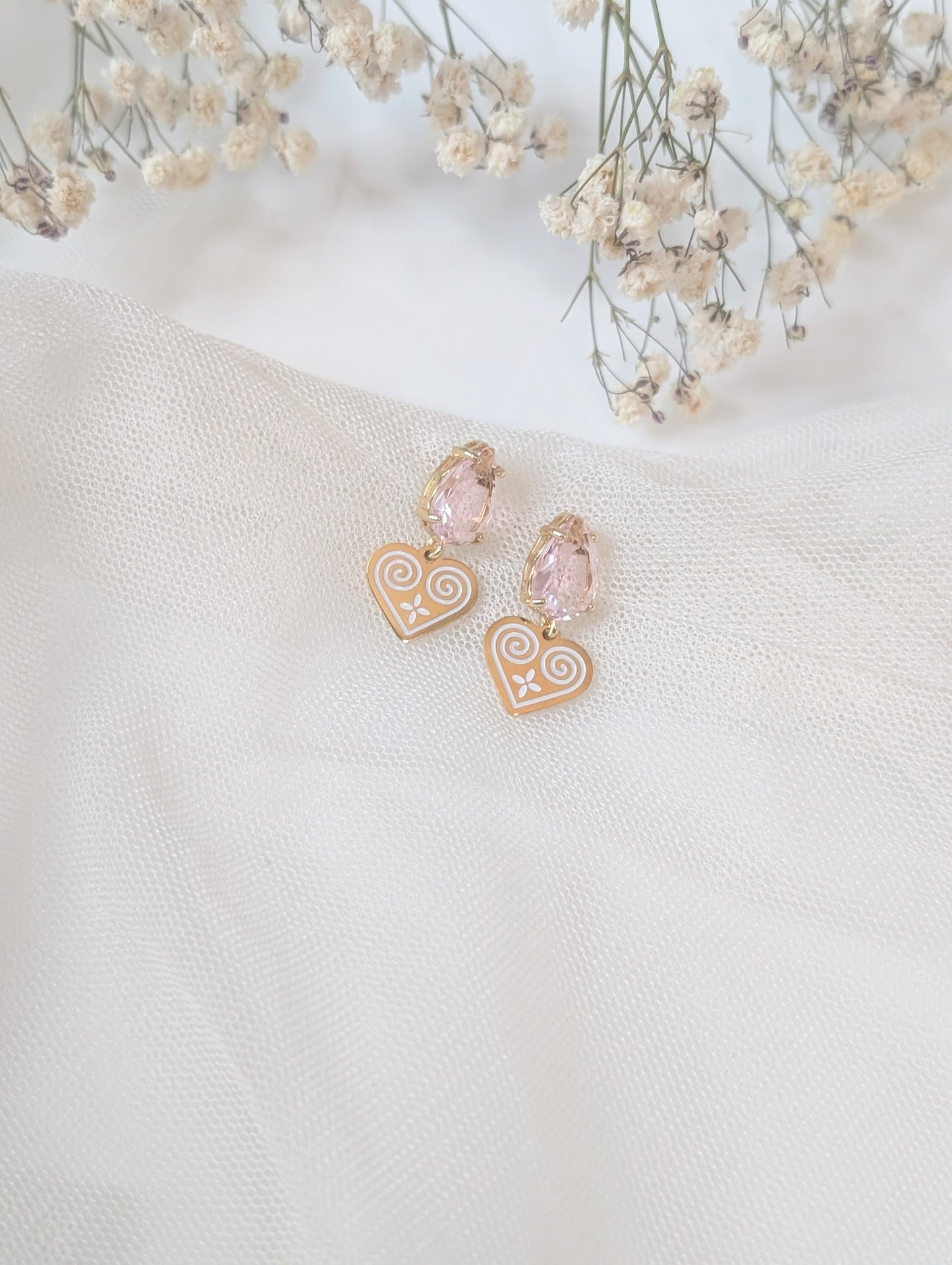 Pink Tear Drops Earrings