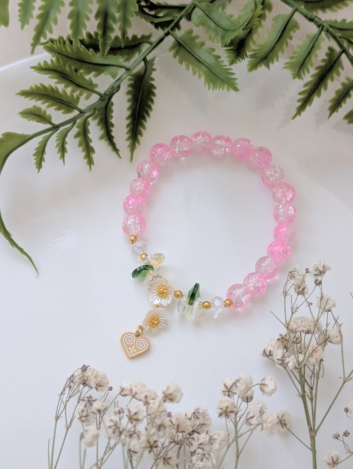 Rosé Light Beaded Floral Bracelet