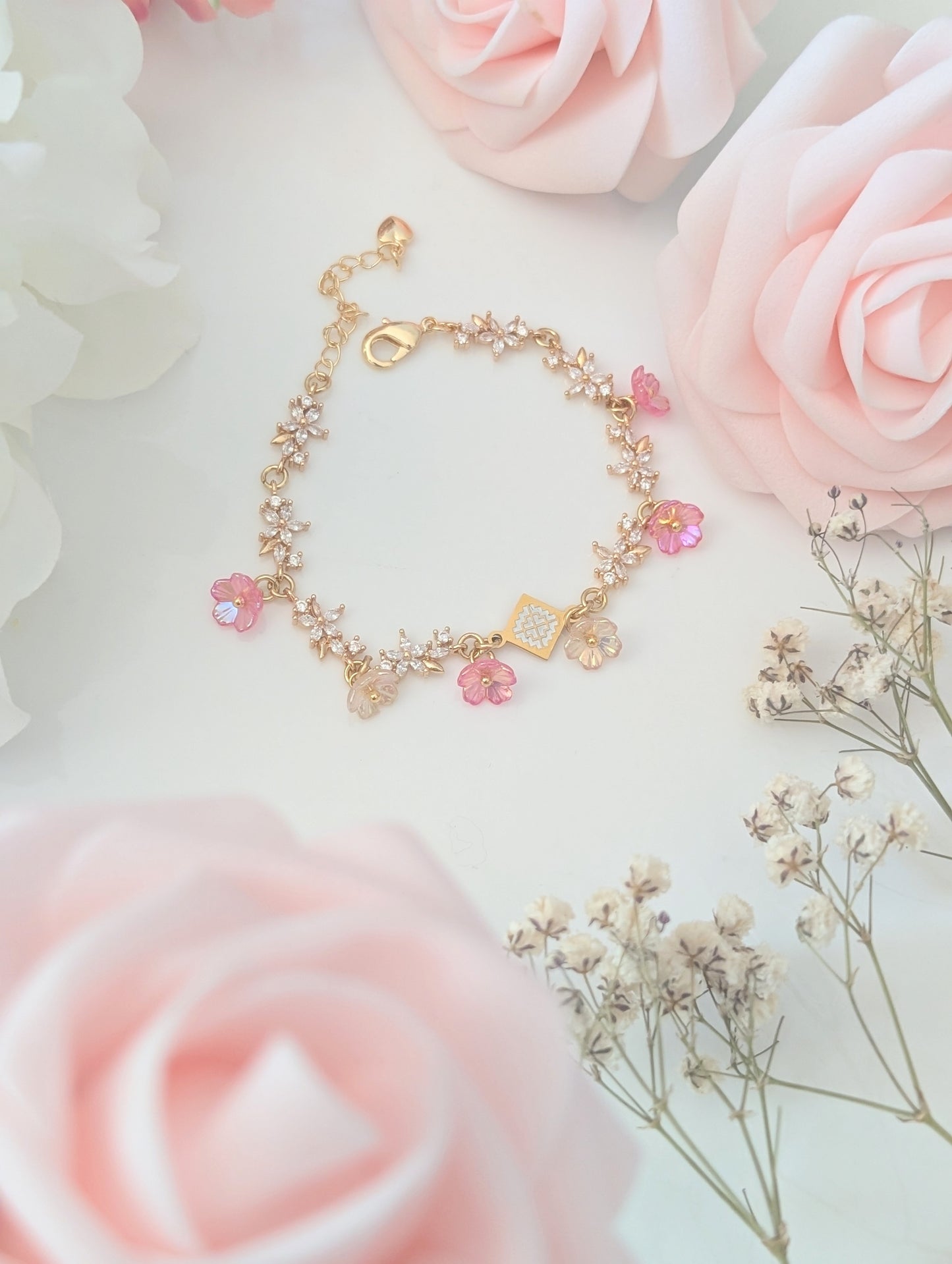 Peony Petal Minimalistic Floral Bracelet