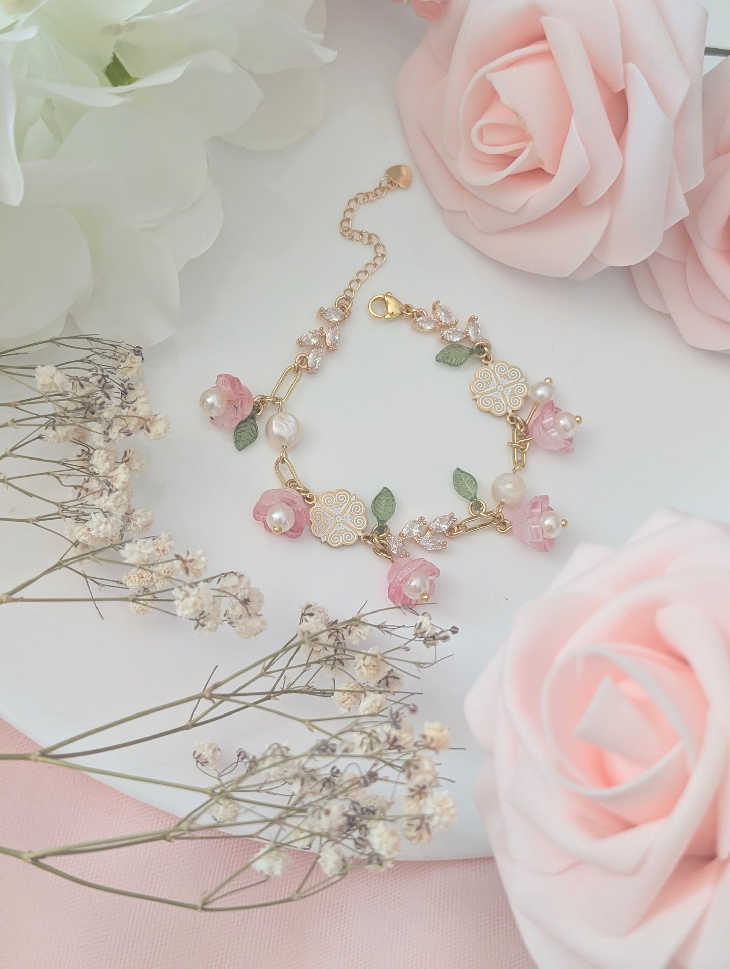 Rosebud Chain Floral Bracelet