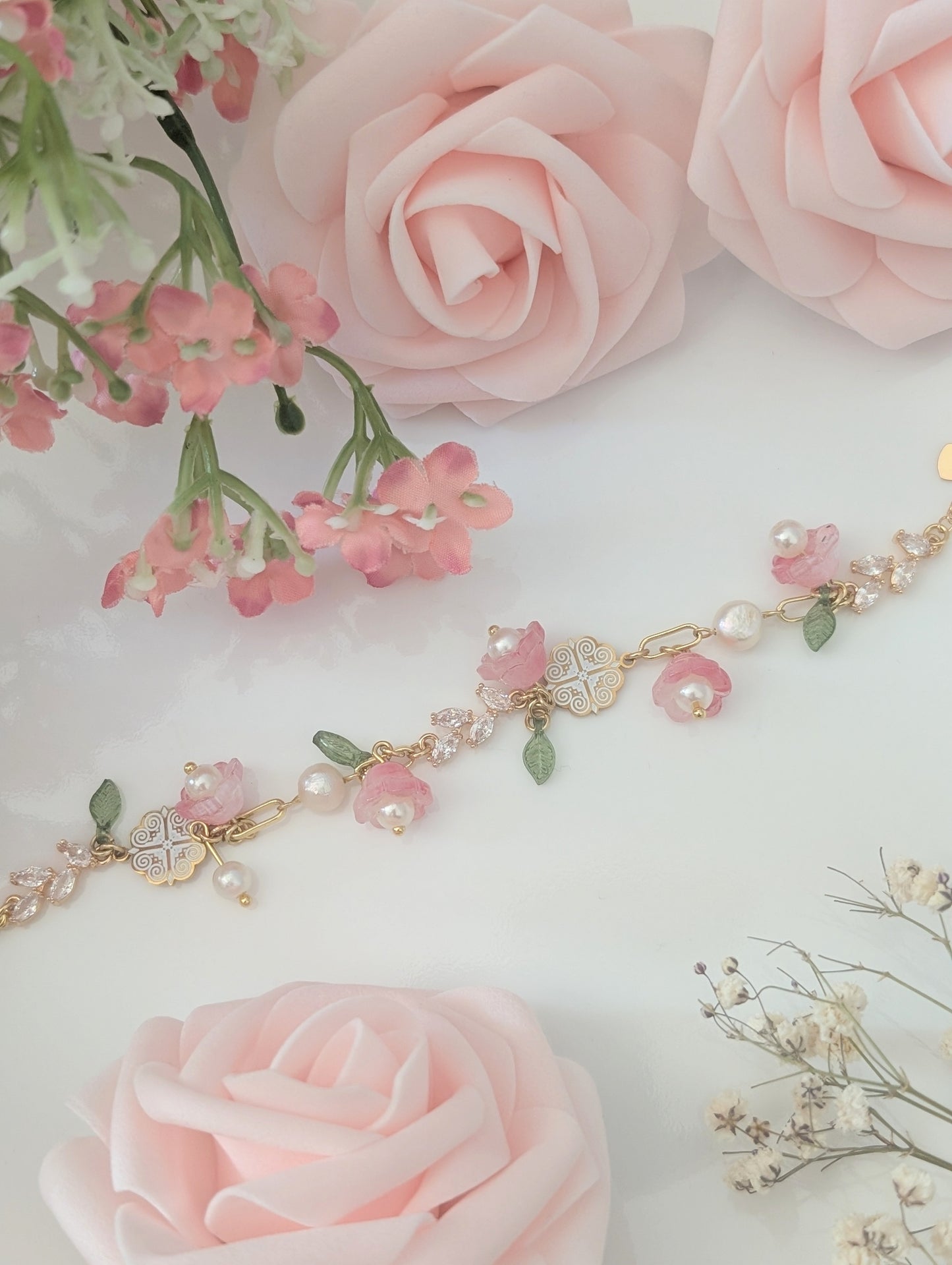 Rosebud Chain Floral Bracelet