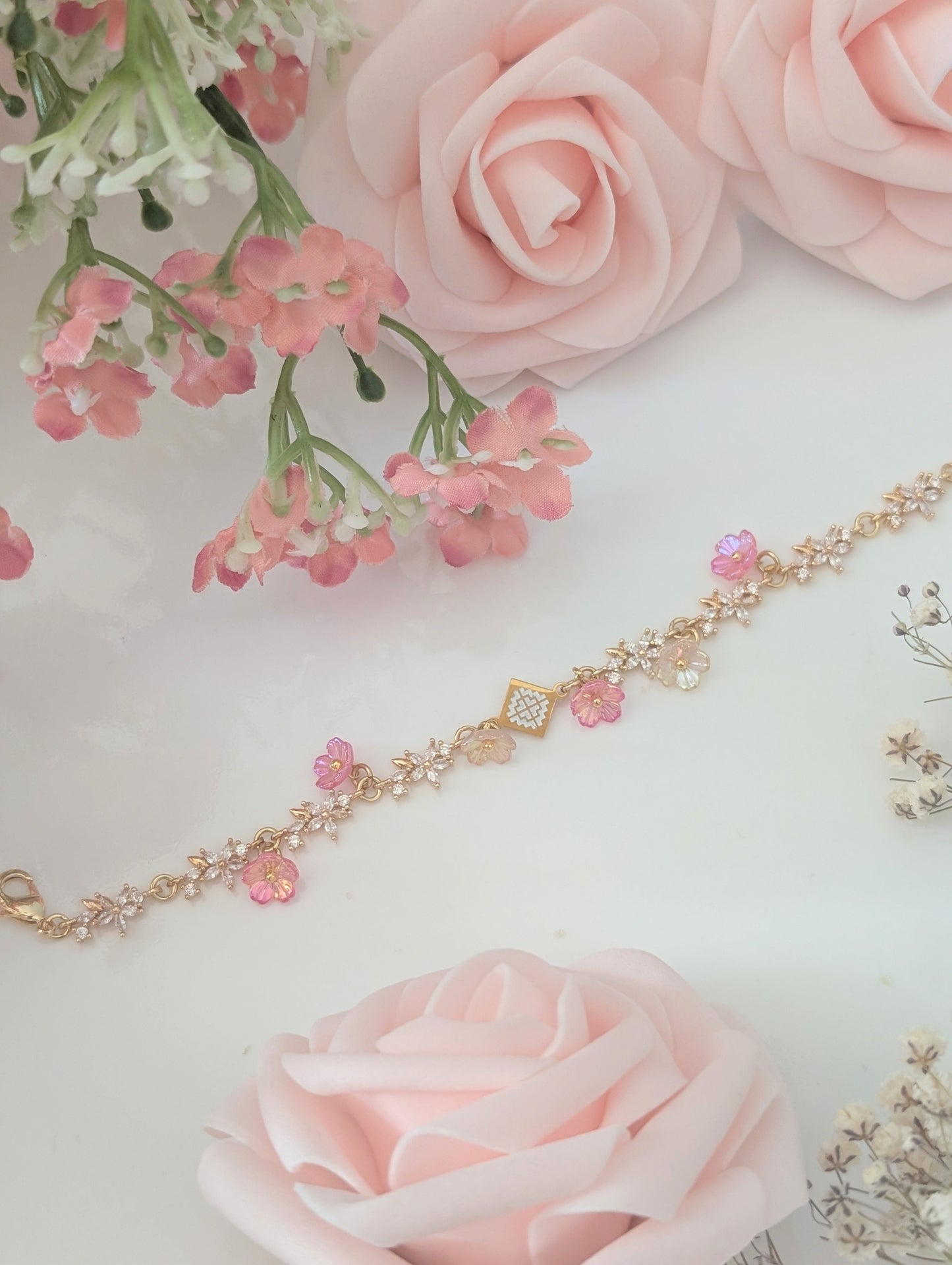 Peony Petal Minimalistic Floral Bracelet