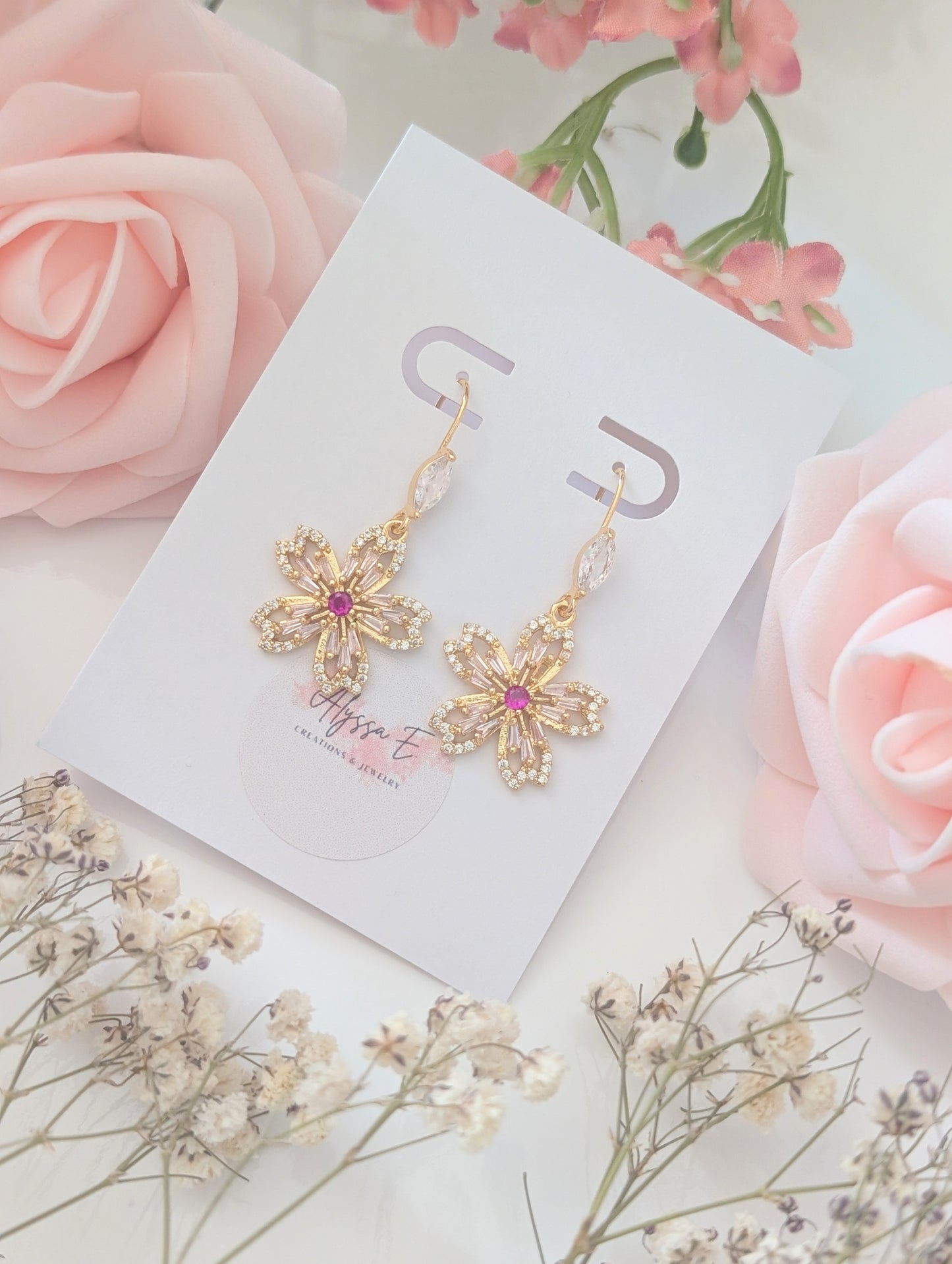 Pink Hibiscus Earrings