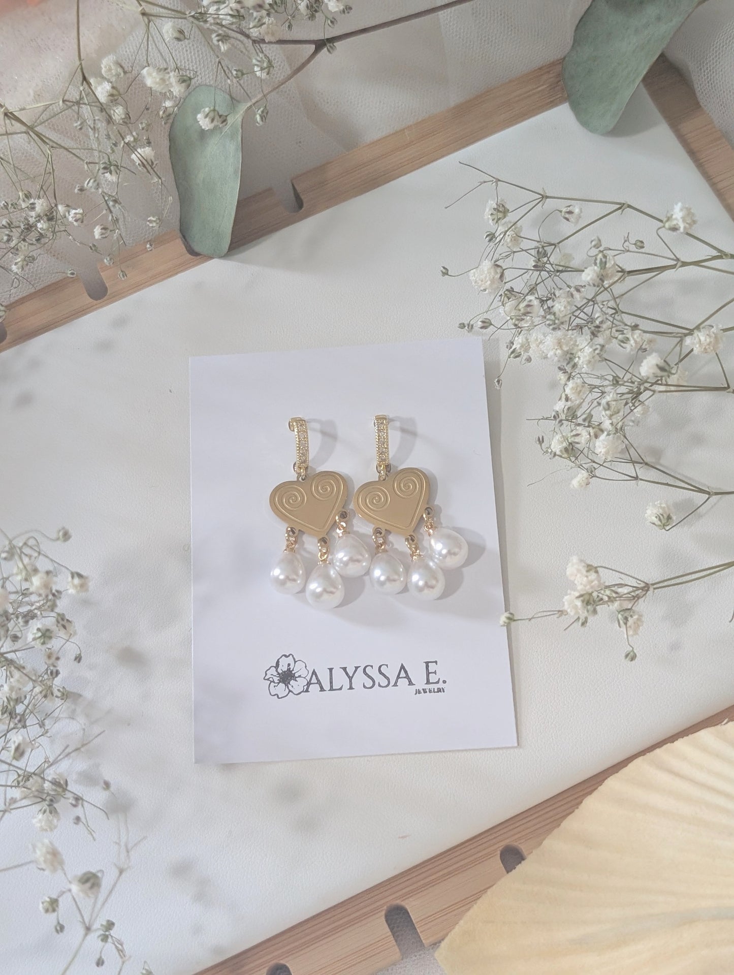 Pearled Heart Earrings