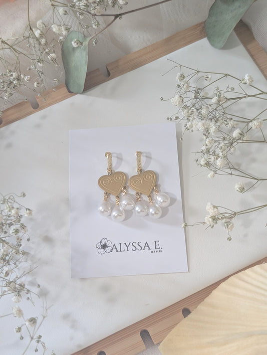 Pearled Heart Earrings