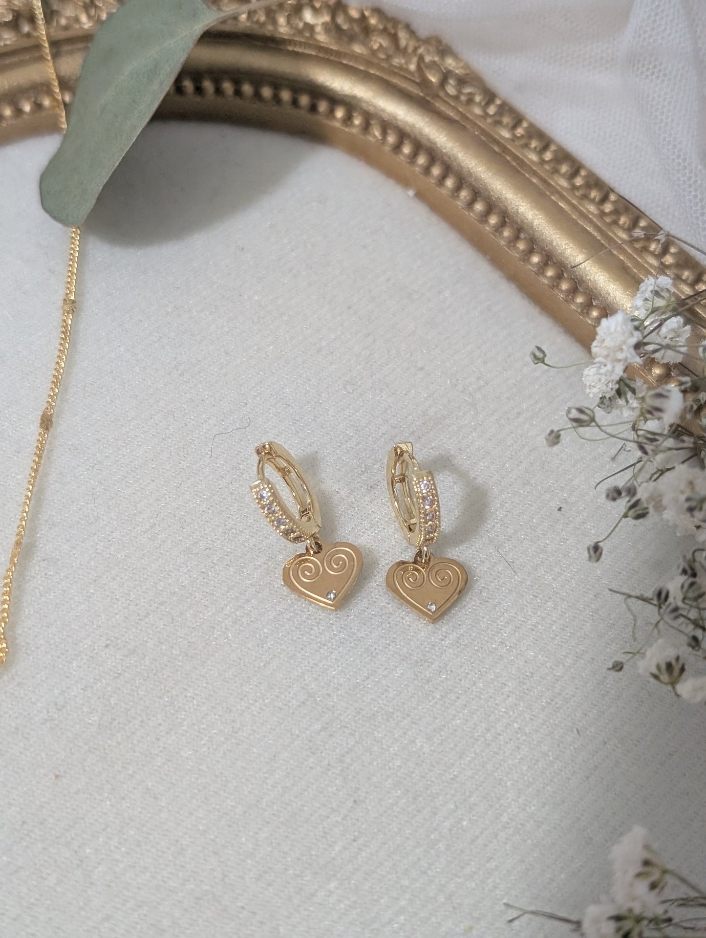 Heart Gem Necklace Huggies