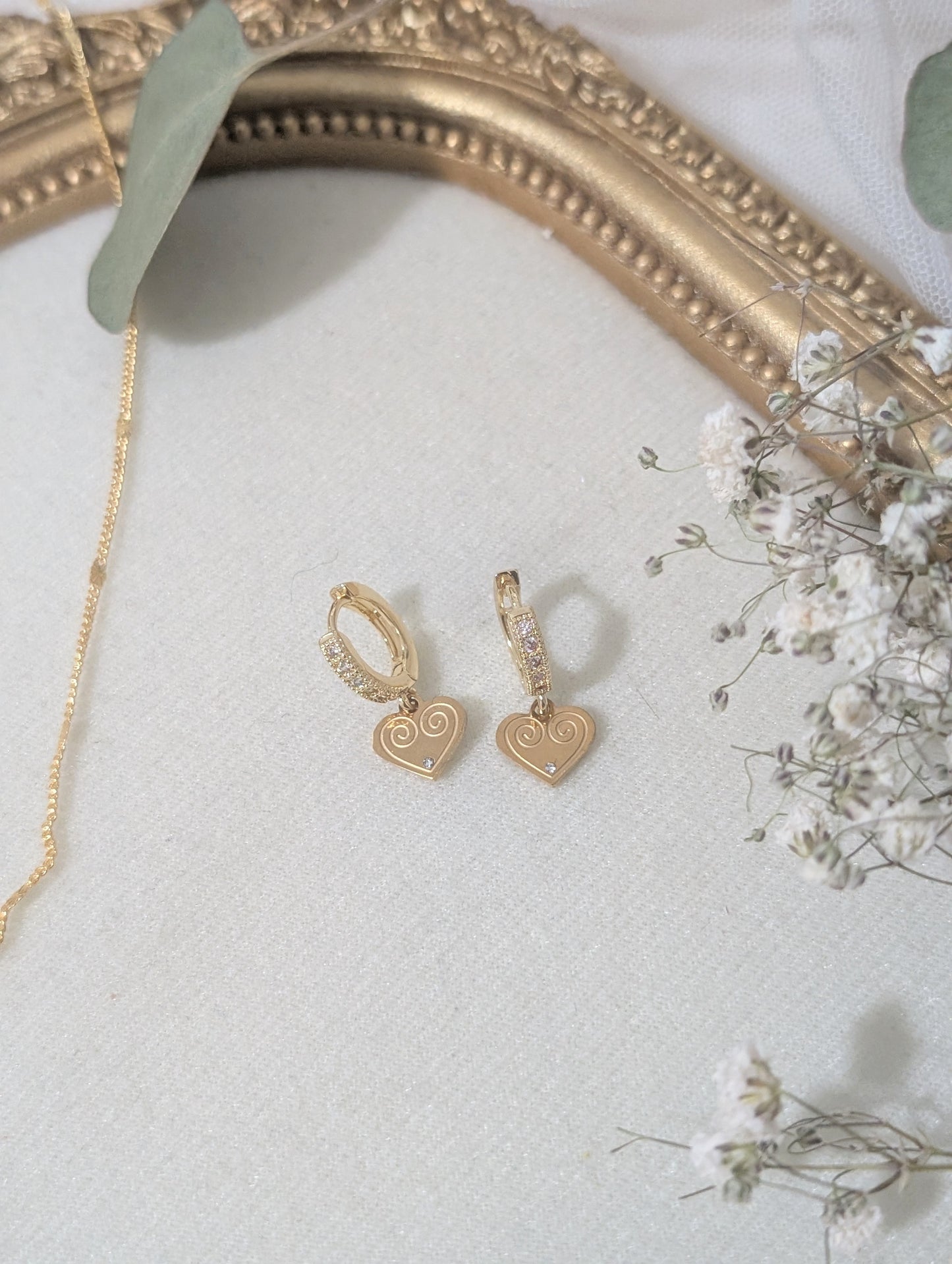 Heart Gem Necklace Huggies