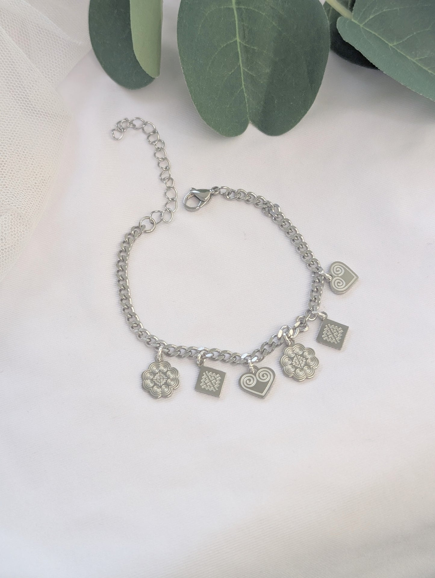 Silver 6 charm bracelet