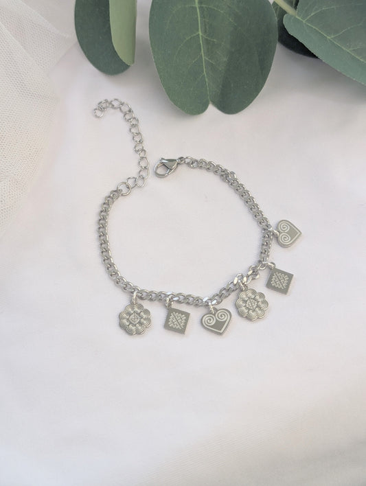 Silver 6 charm bracelet