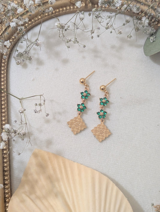 Emerald Flower Earrings