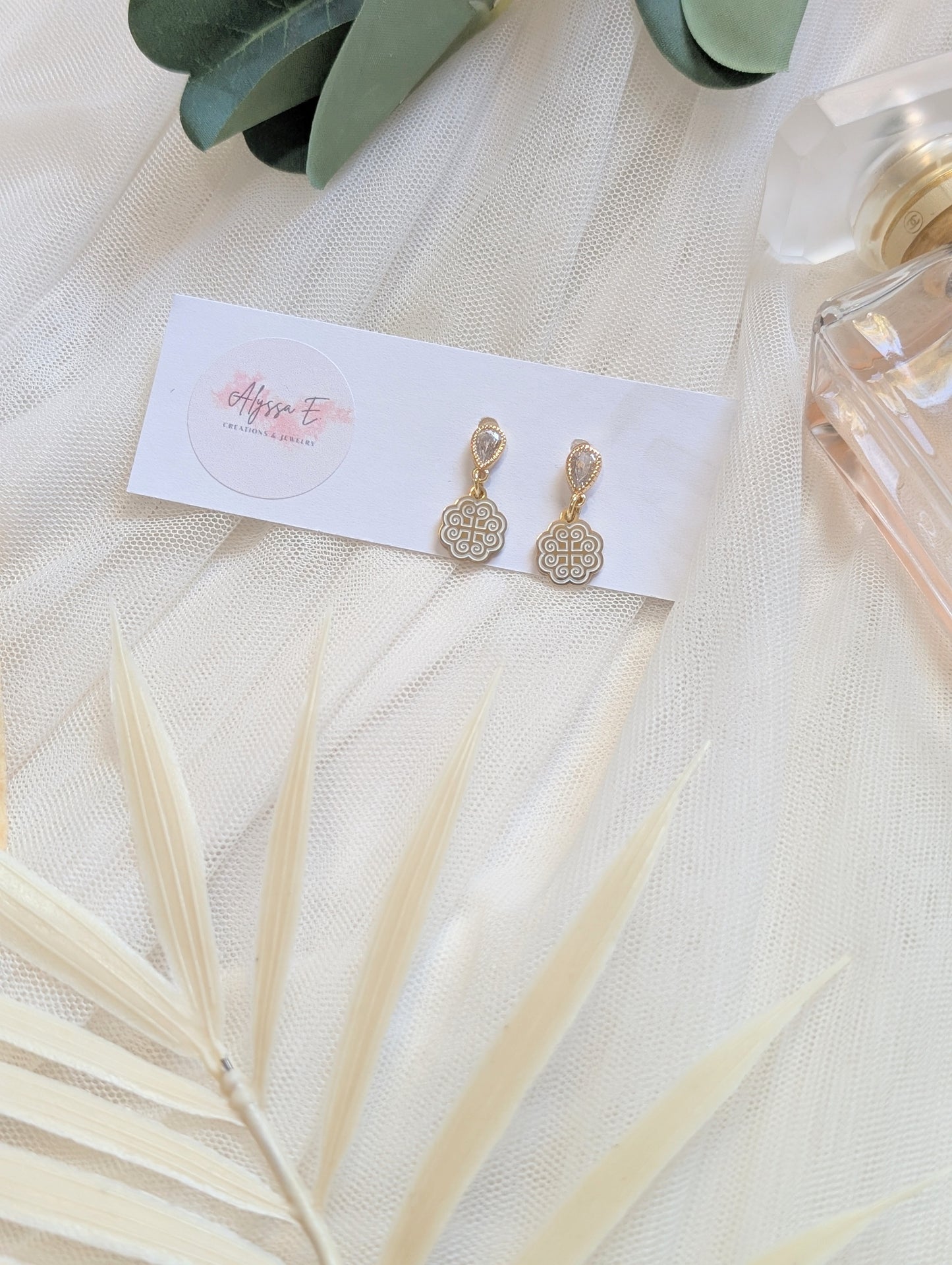 Dainty Micro White Ram CZ Earrings