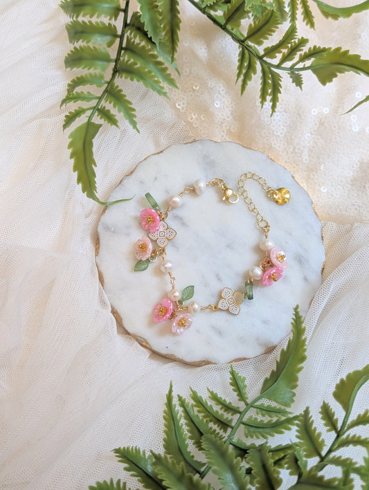 Pink Blossom Bliss Pearl Bracelet