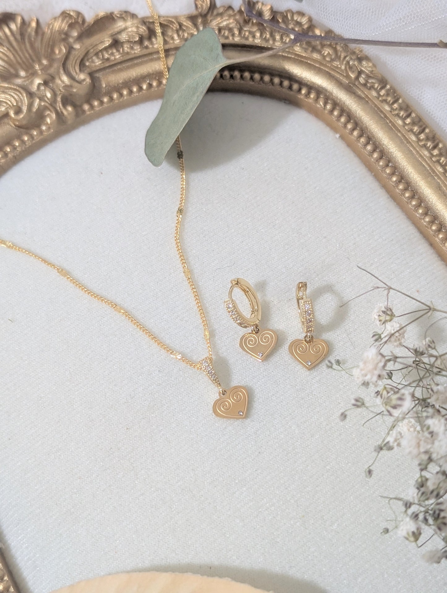 Heart Gem Necklace Huggies